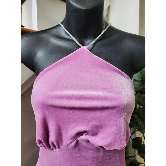 Fashion Nova Women Purple Polyester Halter Neck Sleeveless Velvet Maxi Dress XL - Picture 2 of 16